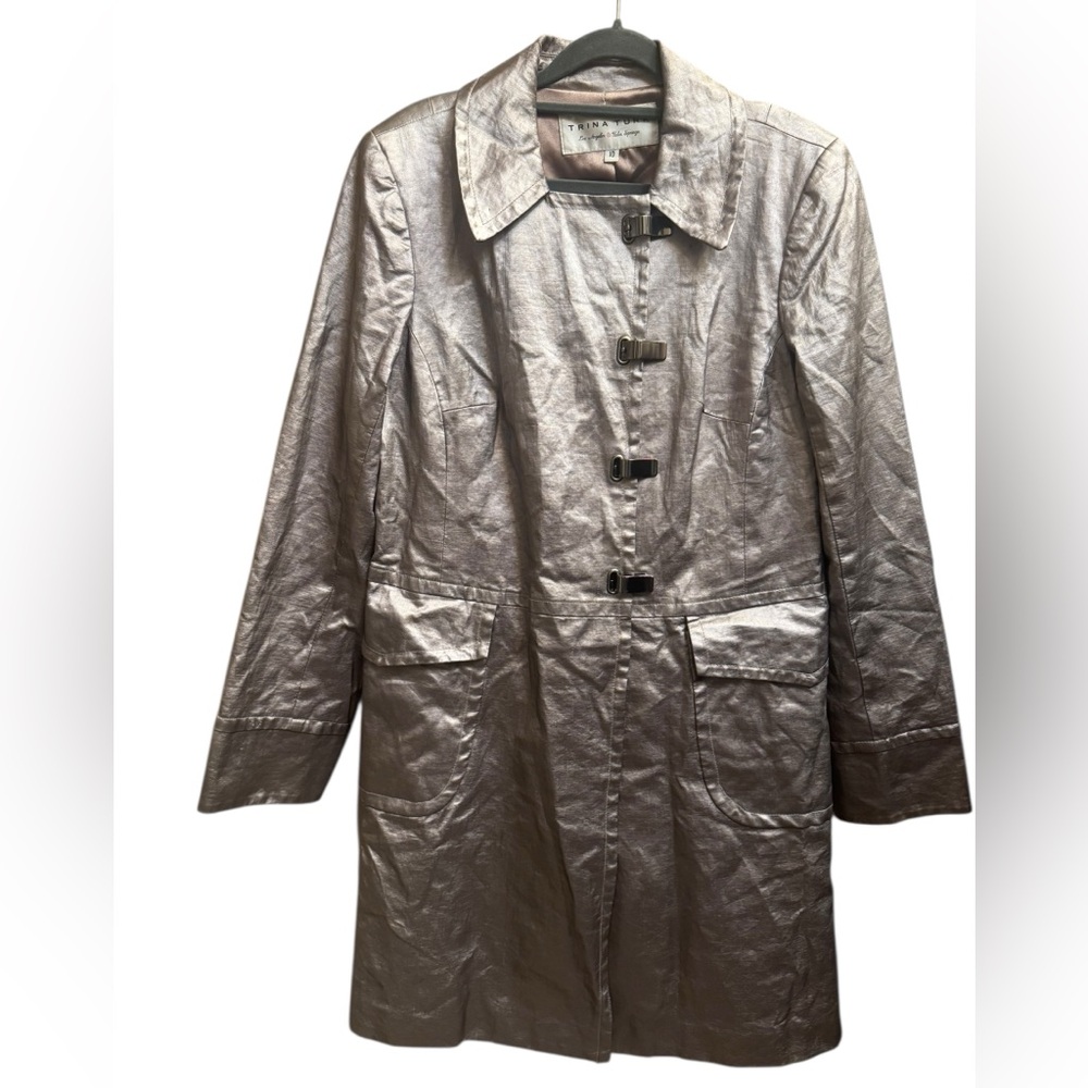 Y2K TRINA TURK Rare Stunning Women’s SZ 10 Irridescent 1990’s Gray Silver Coat